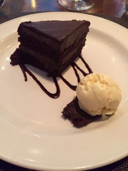 Chocolate Cake with Bourbon Ice Cream at Chops in Philadelphia